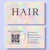 Opal Gold Glitter QR Code Hair Stylist Modern 名刺