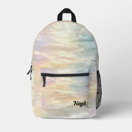 Opal Iridescent Holographic School Backpack プリントバックパック (正面)