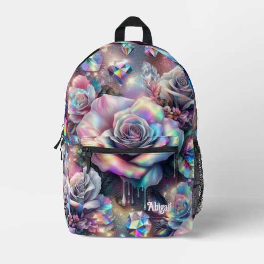 Opal Iridescent Rose School Backpack プリントバックパック (正面)