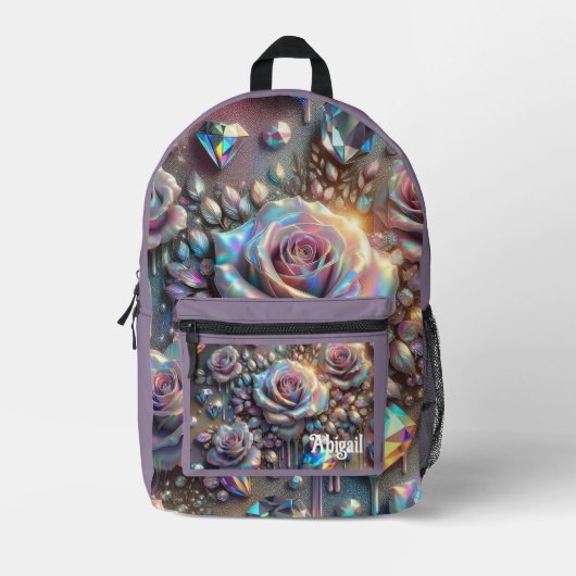 Opal Iridescent Rose School Backpack プリントバックパック (正面)