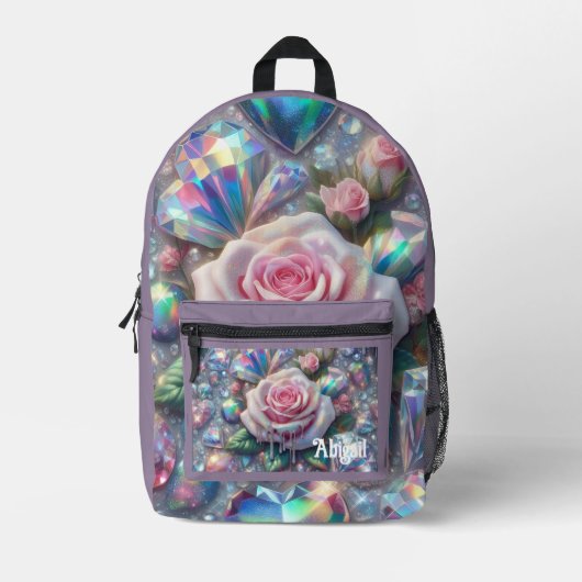 Opal Iridescent Rose School Backpack プリントバックパック (正面)