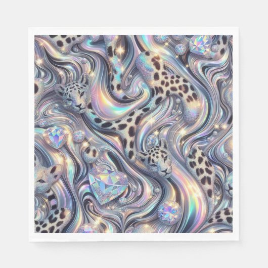 Opal Leopard Print Luxury Napkins スタンダードランチョンナプキン (正面)
