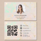 Opal Minimalist Photo with QR Code Social Media 名刺