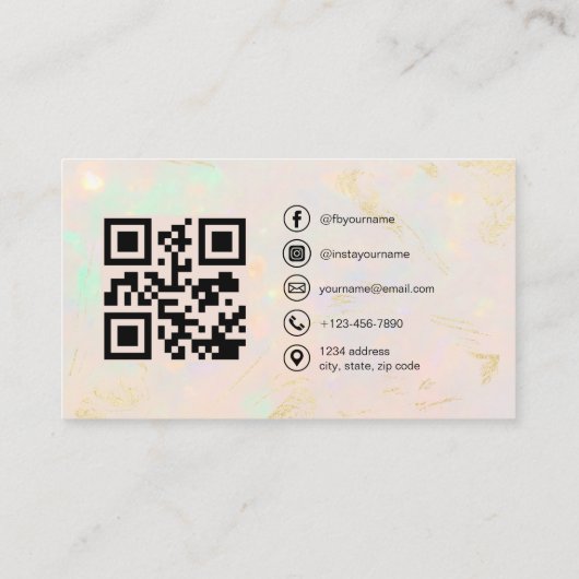 Opal Minimalist Photo with QR Code Social Media 名刺 (裏面)