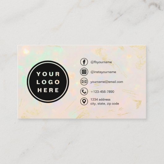 Opal Modern Minimalist Photo with QR Code 名刺 (裏面)