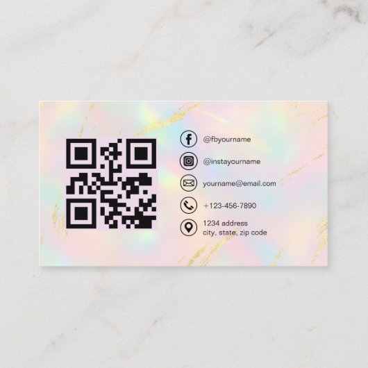 Opal Photo with QR Code Social Media 名刺 (裏面)