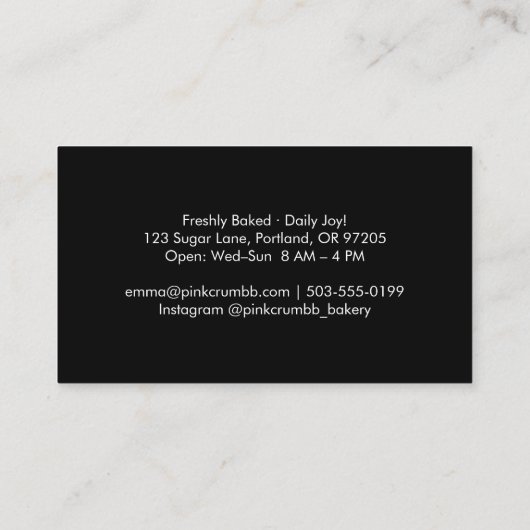 Opal Rainbow Holographic Bread Logo Bakery 名刺 (裏面)