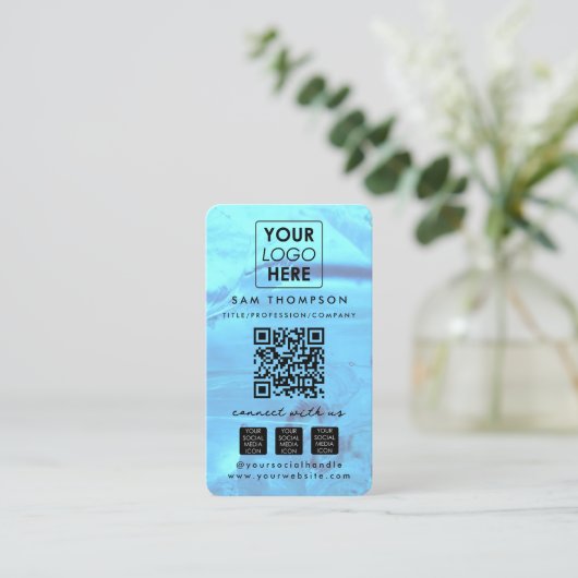 Opal Stone Connect with Us Social Media QR Code 名刺 (スタンド正面)