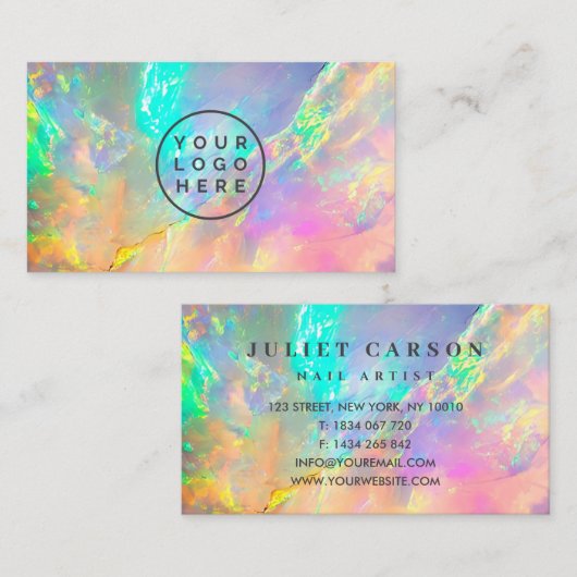 Opal Stone Glitter Feminine logo 名刺 (正面/裏面)