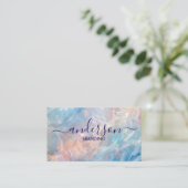 Opal Stone texture Logo QR Code Business Card 名刺 (スタンド正面)