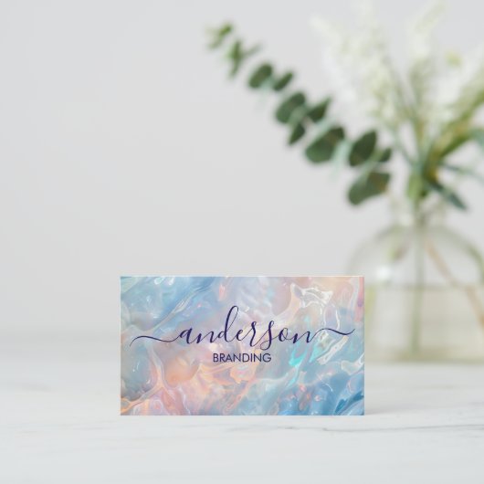 Opal Stone texture Logo QR Code Business Card 名刺 (スタンド正面)