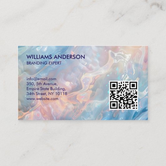 Opal Stone texture Logo QR Code Business Card 名刺 (裏面)