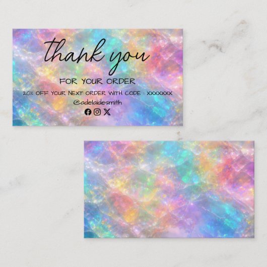 opal stone thank you business card 名刺 (正面/裏面)