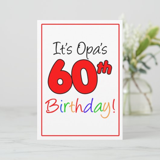 Opa's 60thマイルストーンバースデーパーティーお祝い 招待状 (スタンド正面)