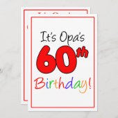 Opa's 60thマイルストーンバースデーパーティーお祝い 招待状 (正面/裏面)
