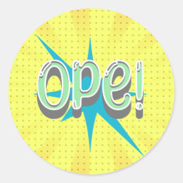 Ope、中西部おもしろいスラング |レトロ緑と青 ラウンドシール