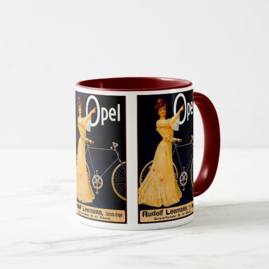 Opelによってはヴィンテージ広告が自転車に乗ります マグカップ (正面右)