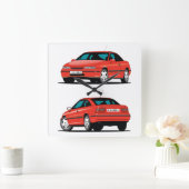 Opel Calibraの赤 スクエア壁時計 (ホーム)