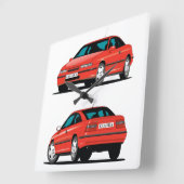 Opel Calibraの赤 スクエア壁時計 (傾斜)