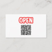Open | カスタマイズ可能なQRコード&ロゴテンプレート ブラック 名刺 (正面)