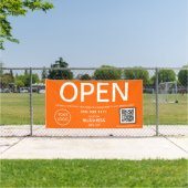 OPEN モダン Orange Business Logo QRコード 横断幕 (インサイチュ)