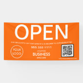 OPEN モダン Orange Business Logo QRコード 横断幕 (横)