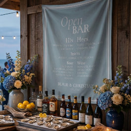 Open Bar and Signature Drink Coastal Blue Wedding  タペストリー