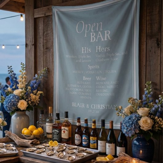 Open Bar and Signature Drink Coastal Blue Wedding  タペストリー