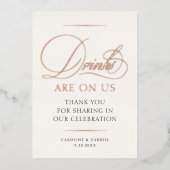 Open Bar Drinks On Us Wedding Foil Table Sign 箔招待状 (正面)