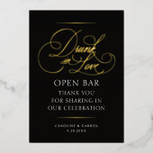 Open Bar Drunk In Love Wedding Foil Table Sign 箔招待状 (正面)