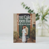 Open Bar Free Cake Photo Retro Save The Date 案内ポストカード (スタンド正面)