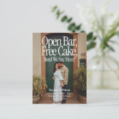 Open Bar Free Cake Photo Retro Save The Date 案内ポストカード (スタンド正面)