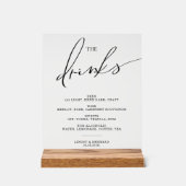 Open bar Menu The Drinks wedding sign Poster アクリルサイン (正面)