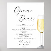 Open bar Menu wedding sign Poster ポスター (正面)