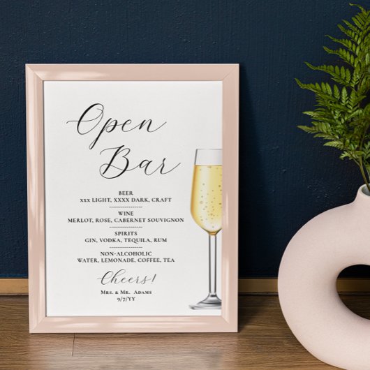 Open bar Menu wedding sign Poster ポスター