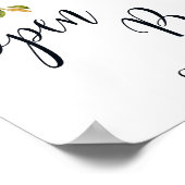 Open Bar Pink Floral wedding sign poster ポスター (角)