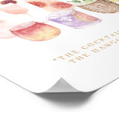 Open Bar Watercolor Citrus Cocktails Wedding Drink ポスター (角)