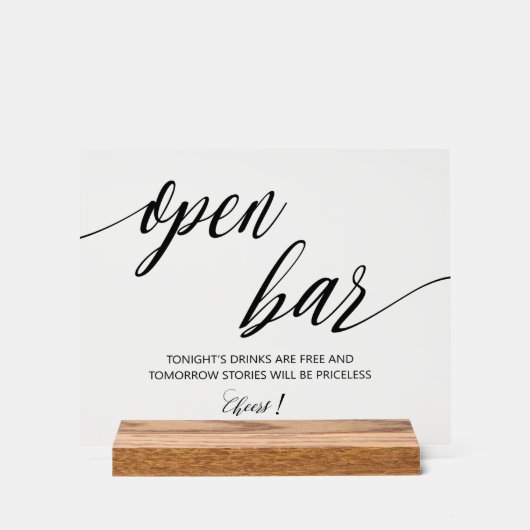 Open Bar Wedding  アクリルサイン (正面)