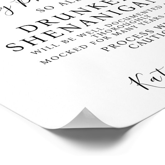 Open Bar wedding sign ポスター (角)