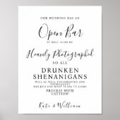Open Bar wedding sign ポスター (正面)