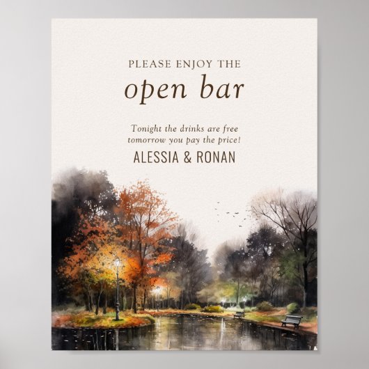 Open Bar Wedding Sign Digital or Printed Poster ポスター (正面)
