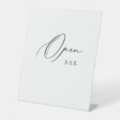 Open Bar Wedding Sign Minimalist Elegant Script  台座サイン (正面)