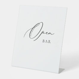 Open Bar Wedding Sign Minimalist Elegant Script  台座サイン