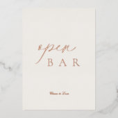 Open Bar Wedding Sign | Real Gold Foil 箔招待状 (正面)