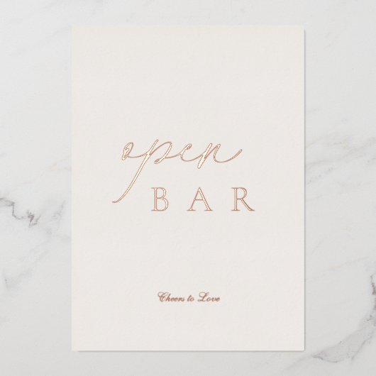 Open Bar Wedding Sign | Real Gold Foil 箔招待状 (正面)