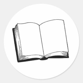 Open Book白黒のステッカー ラウンドシール