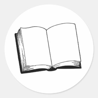 Open Book白黒のステッカー ラウンドシール