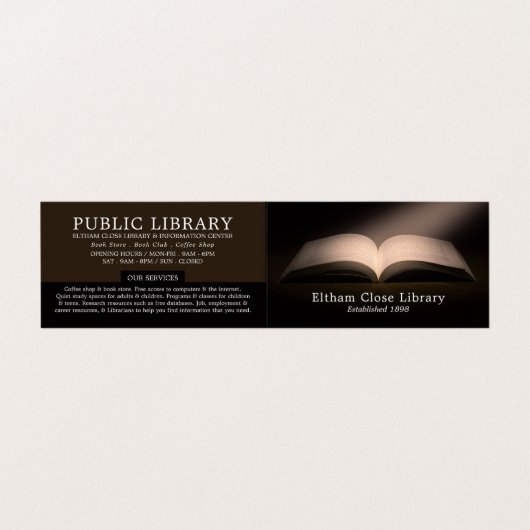 Open Book、Library、Librarian詳細 名刺 (外部フラット)