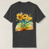 Open Book Sunflowers Bookworm Reader読's 書 Tシャツ (デザイン正面)