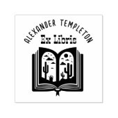 Open Book w/ Desert Landscape Pages “Ex Libris” #2 セルフインキングスタンプ (デザイン)